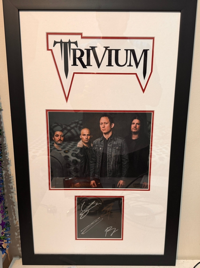 Matt Heafy & Corey Beaulieu & Paolo Gregoletto signed framed display