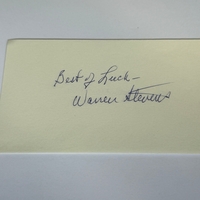 Warren Stevens signed card