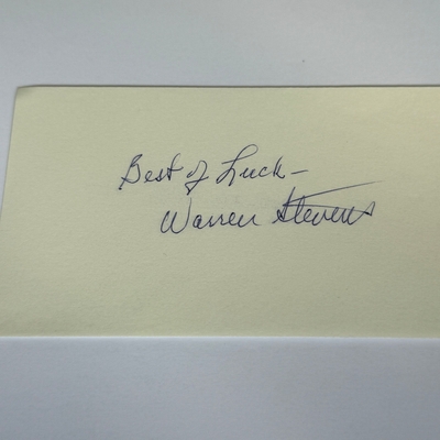 Warren Stevens signed card