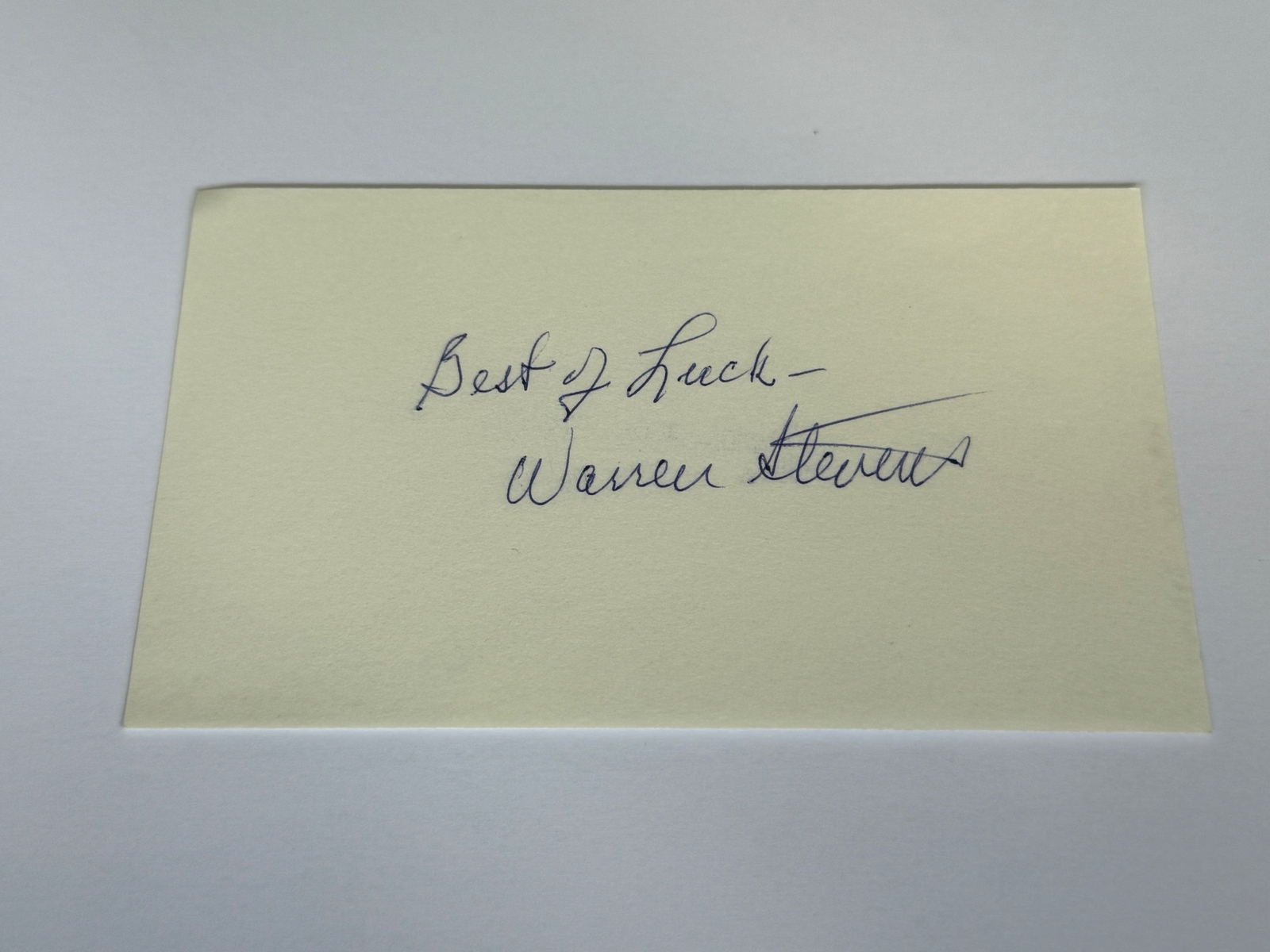 Warren Stevens signed card
