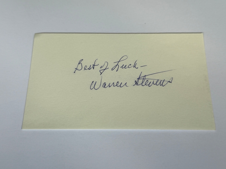 Warren Stevens signed card
