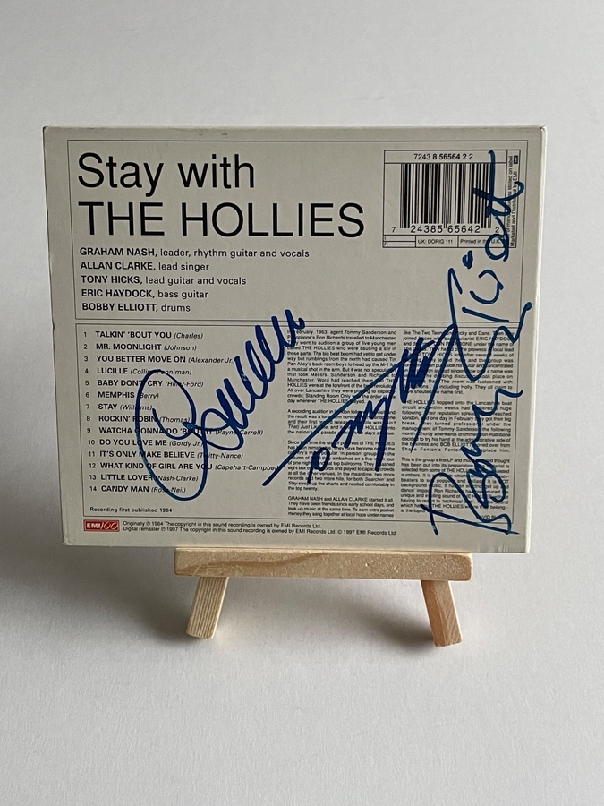 The Hollies - Stay With The Hollies CD. Signed by Allan Clarke, Tony Hicks and Bobby Elliott
