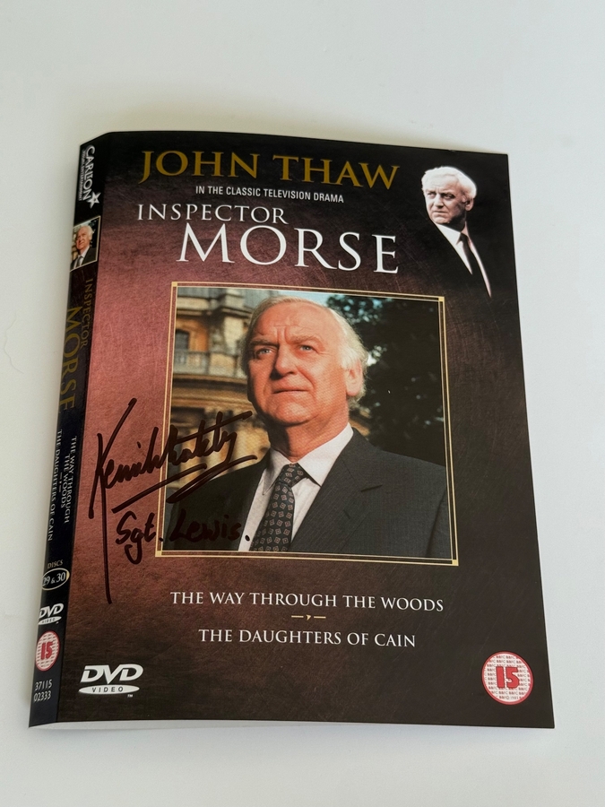 Inspector Morse - The Way Through The Woods/The Daughters of Cain DVD cover signed by Kevin Whately. DVD sleeve only
