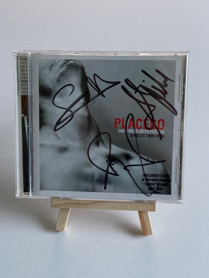 Placebo - Once More With Feeling CD. Signed by Brian Molko, Stefan Olsdal and one other unknown