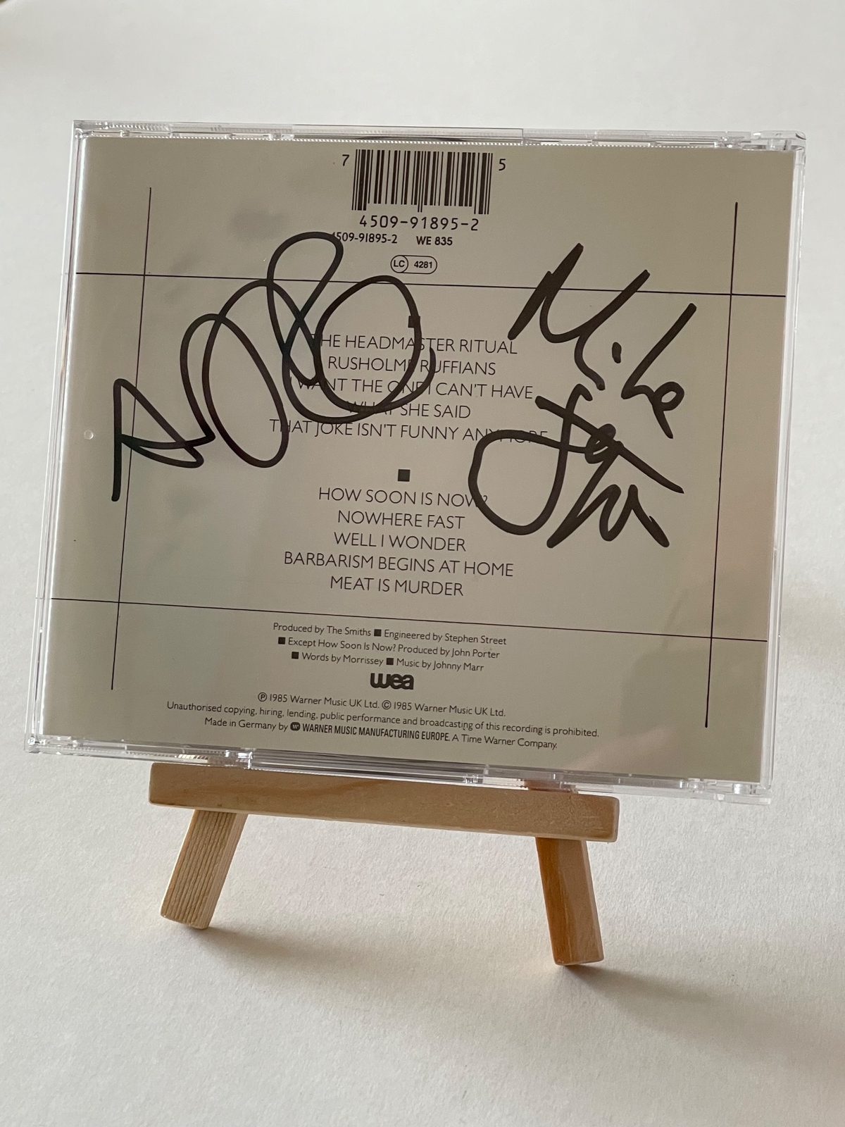 The Smiths - Meat is Murder CD. Signed by Andy Rourke and Mike Joyce
