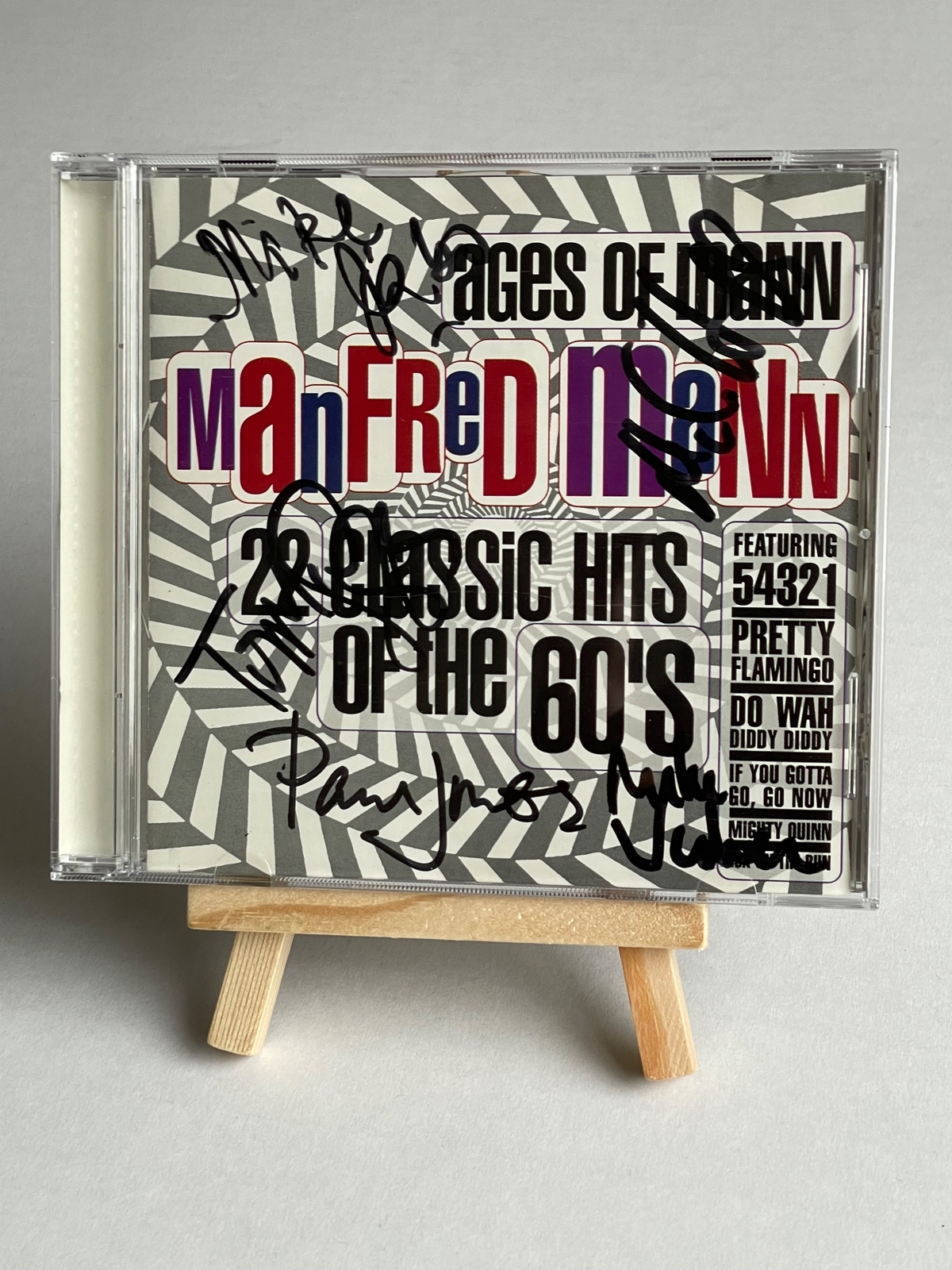 Manfred Mann - Ages of Mann CD. Signed by Paul Jones, Mike Vickers, Tom McGuinness, Mike D’abo and Mike Hugh to front of CD booklet and Manfred Mann at rear