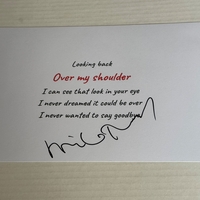 Over my Shoulder lyrics - signed by Mike Rutherford