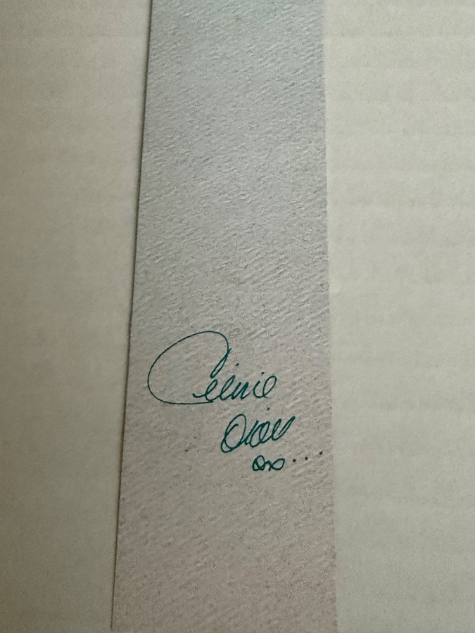 Celine Dion - signed bookmark.