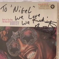 Bootsy - Back In The Day, The Best Of Bootsy CD. Signed by Bootsy, personalised to Nigel