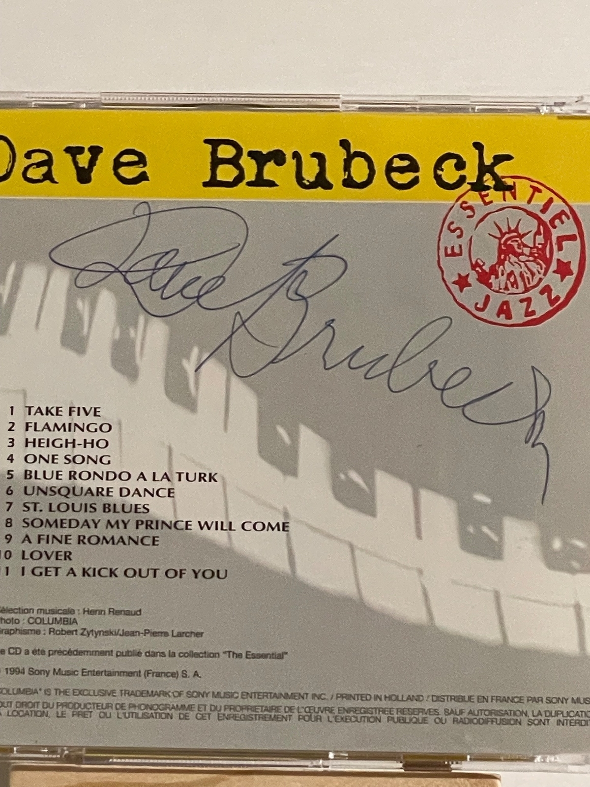 Dave Brubeck - Essentiel Jazz CD. Signed by Dave Brubeck