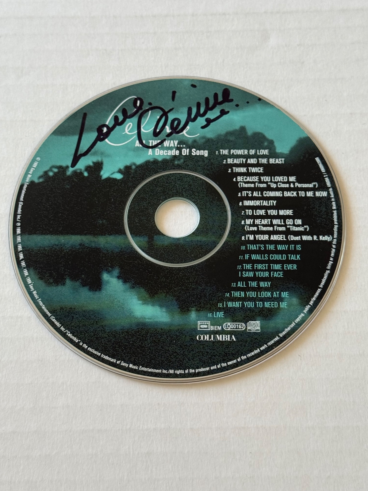 Celine Dion - All The Way CD. Signed by Celine Dion.
