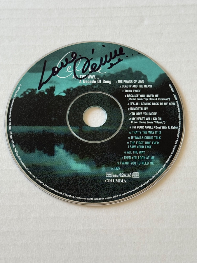 Celine Dion - All The Way CD. Signed by Celine Dion.