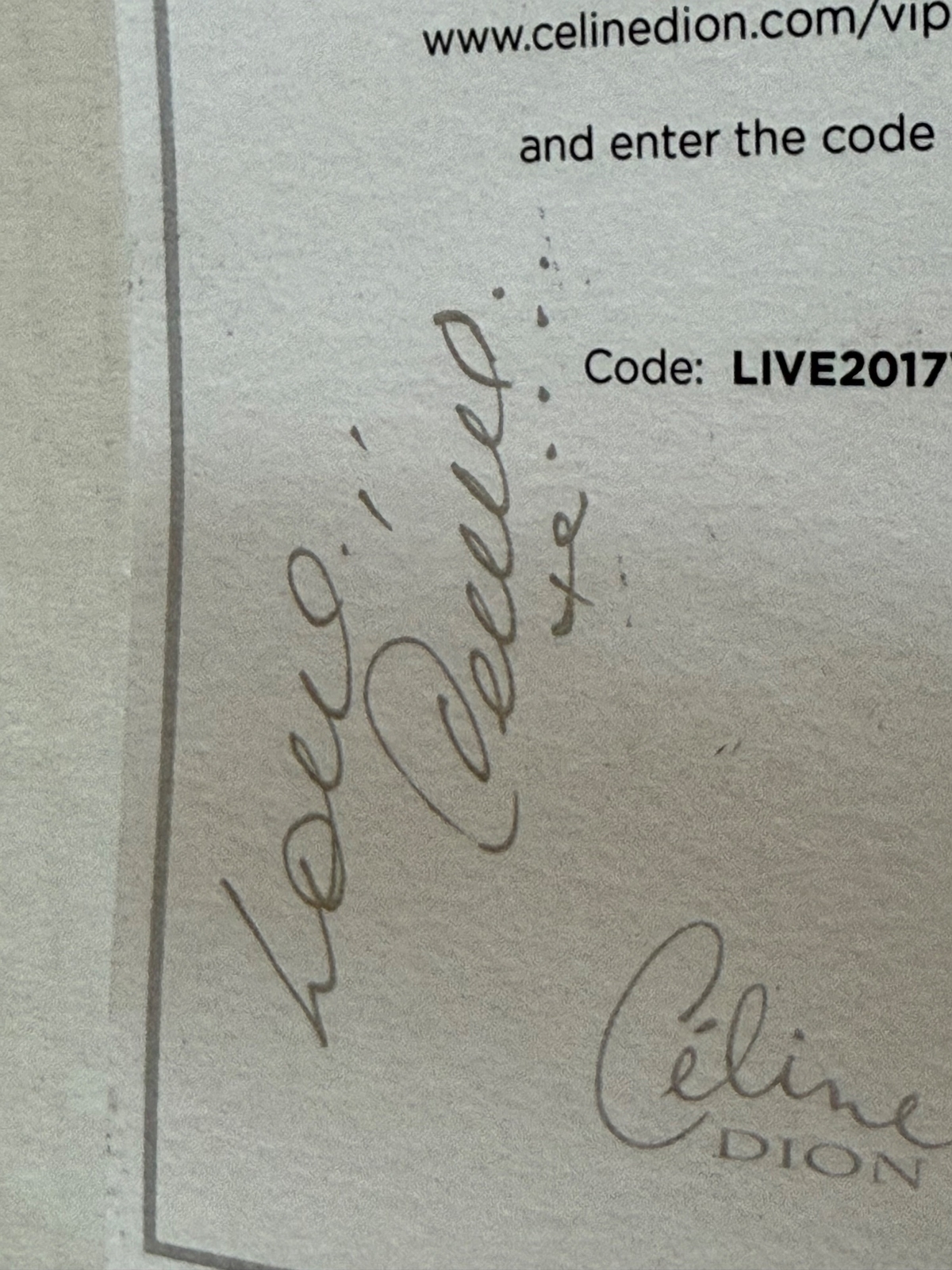 Photobook Card signed by Celine Dion.