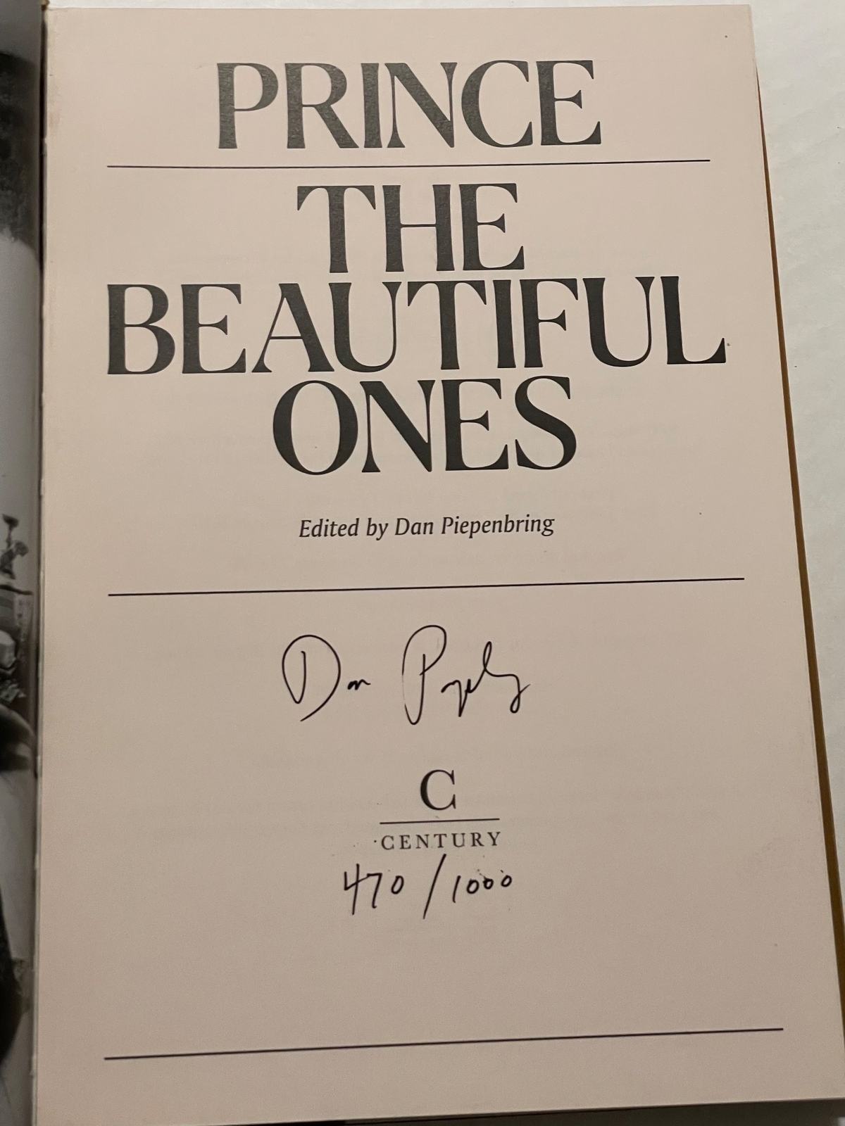 Prince - The Beautiful Ones Hardback Book. Signed by Dan Piepenbring
