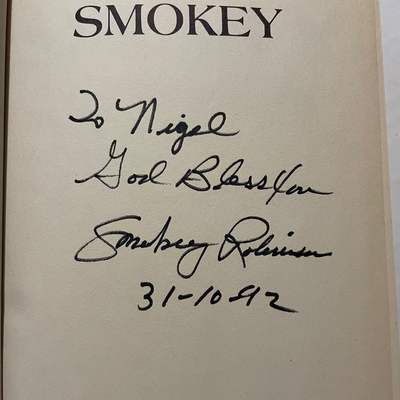 Smokey - Inside my Life Hardback Book. Dedicated to Nigel by Smokey Robinson