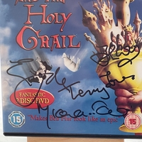 Monty Python and The Holy Grail DVD, signed by John Cleese, Eric Idle, Terry Jones, Michael Palin, Carol Cleveland and Terry Gillam