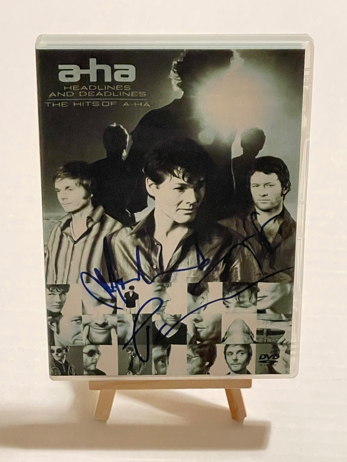 A-Ha Headlines and Deadlines DVD. Signed by Paul Waaktaar-Savoy, Magne Furuholmen and Morton Harket