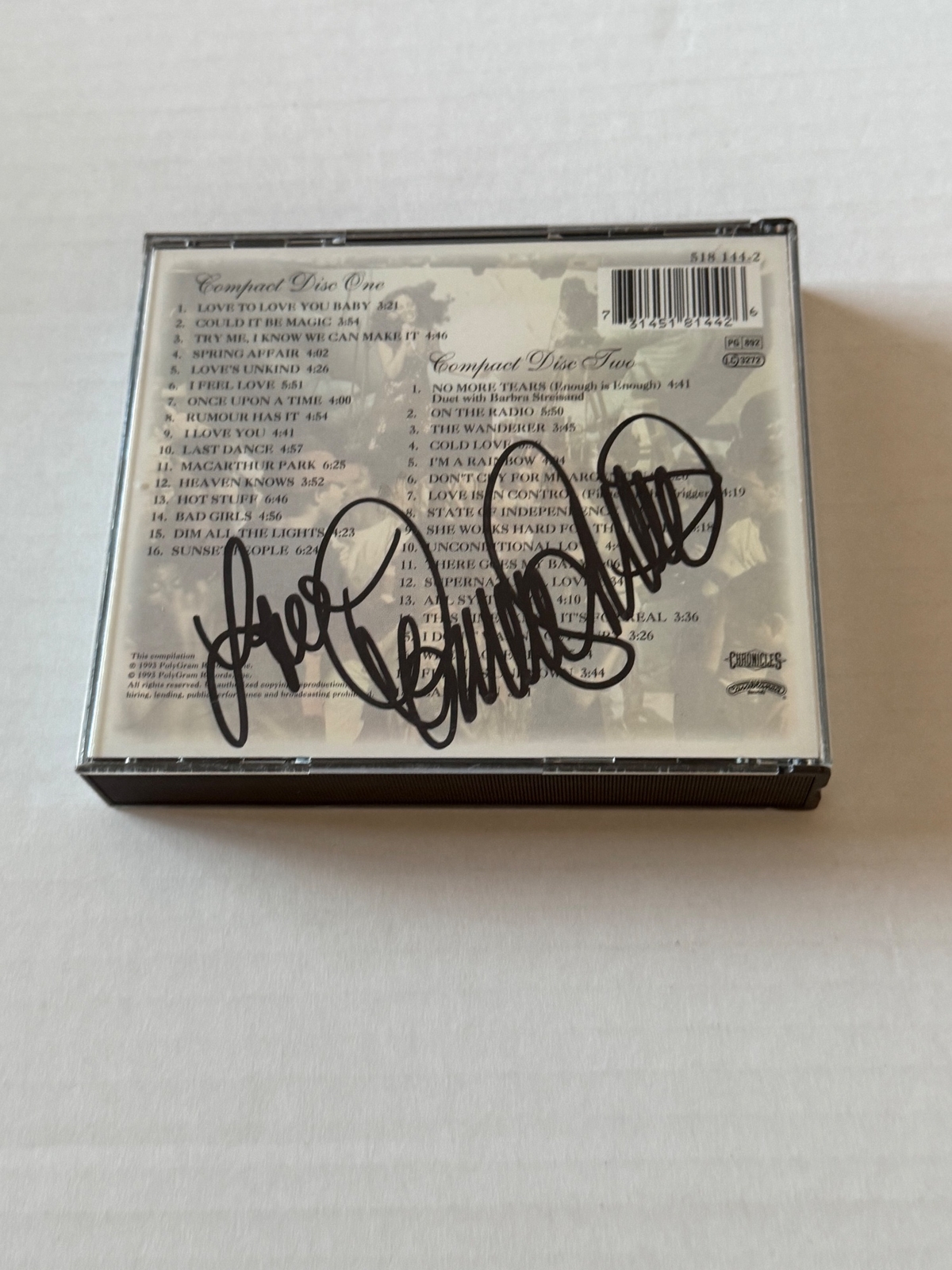 Donna Summer - The Donna Summer Anthology CD. Signed by Donna Summer.