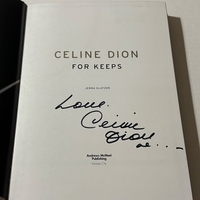 Celine Dion - For Keeps hardback book with keepsakes. Signed by Celine Dion 9 times and Rene Angelil twice