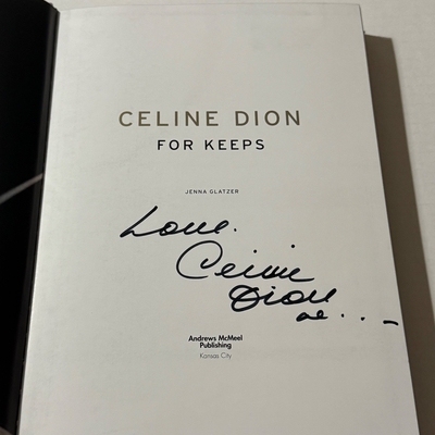 Celine Dion - For Keeps hardback book with keepsakes. Signed by Celine Dion 9 times and Rene Angelil twice