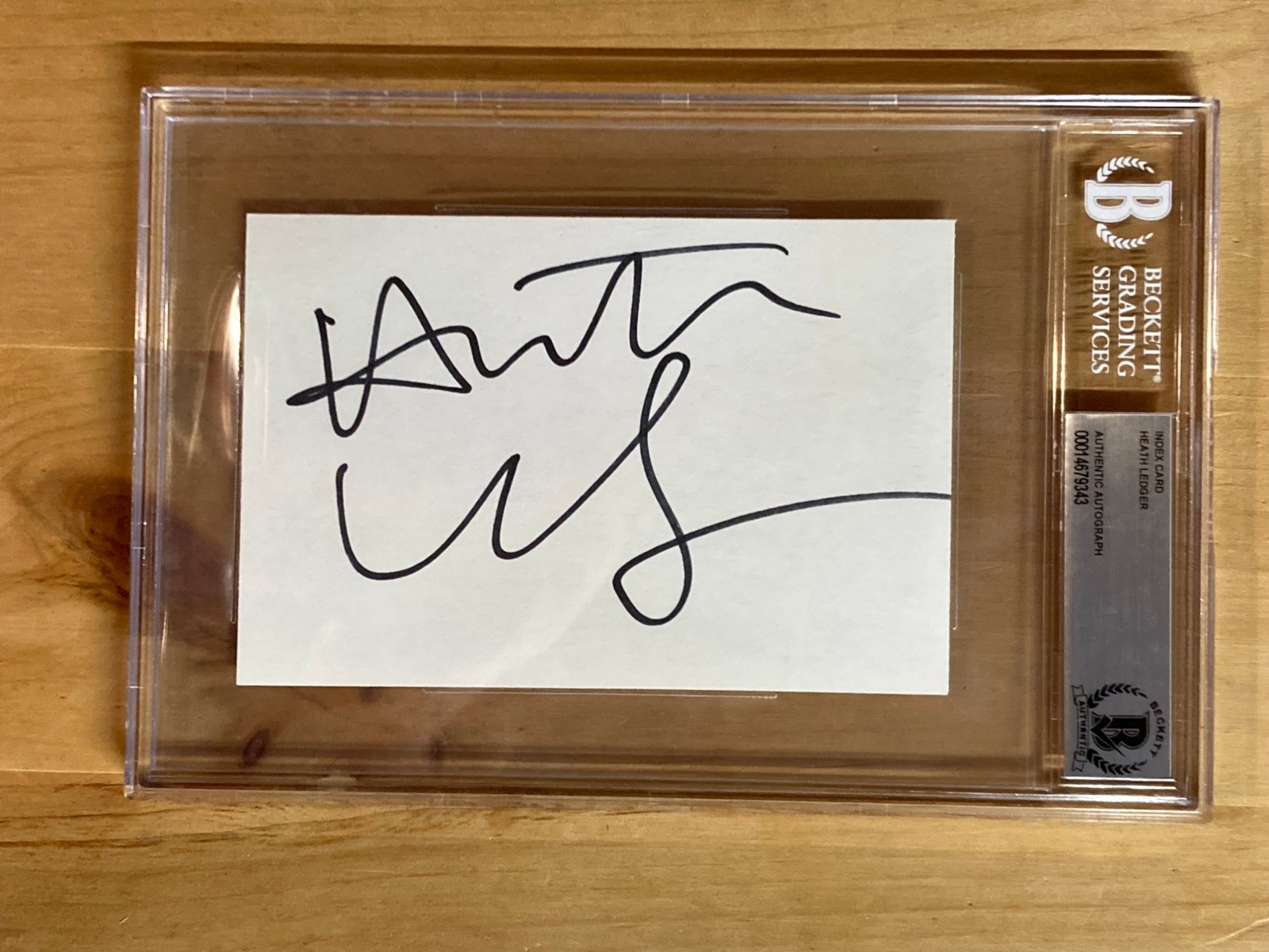 Heath Ledger signed index card