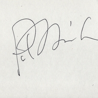 Pat Morita signed index card