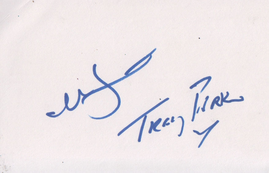 Trey Parker & Matt Stone signed index card
