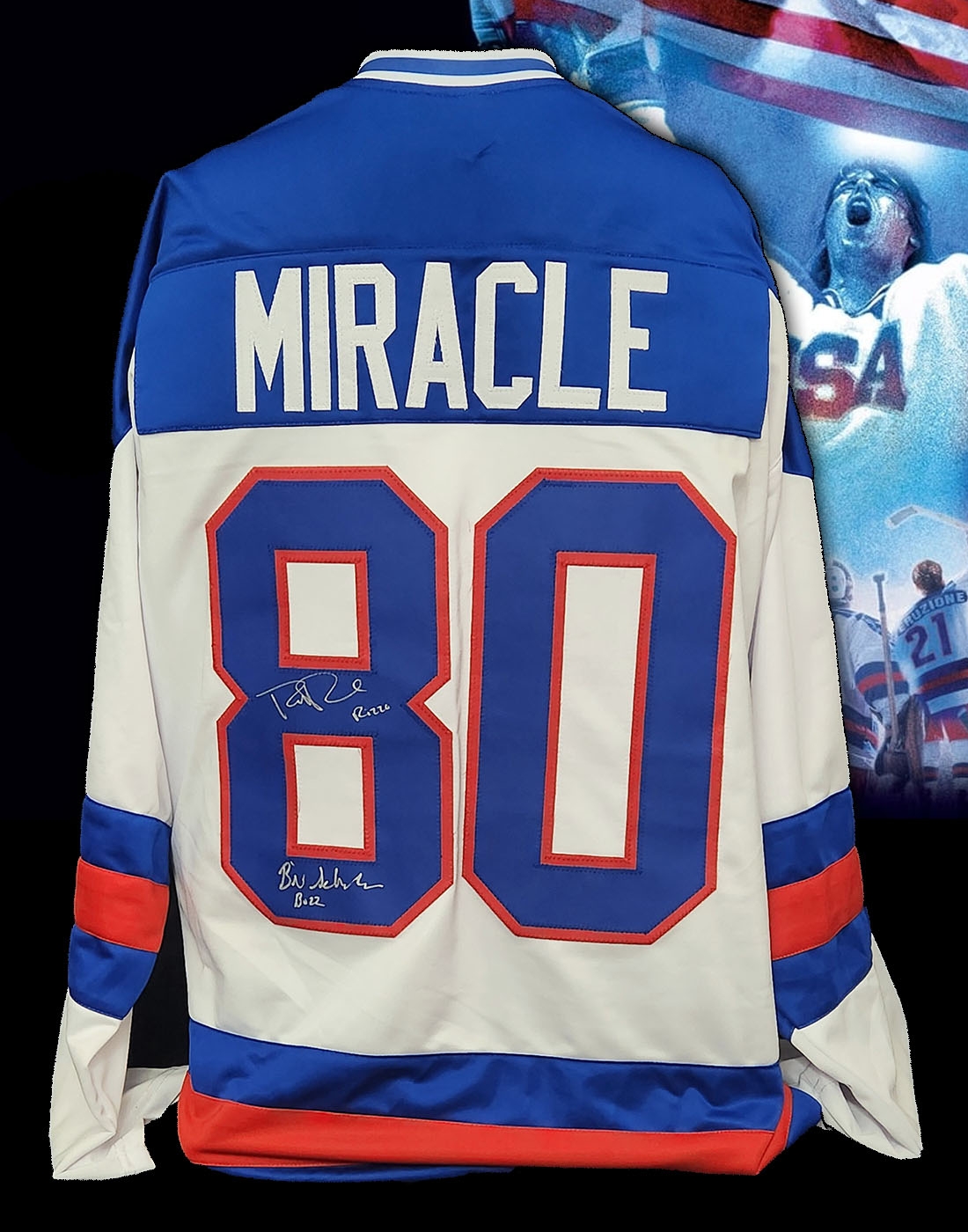 Patrick O'Brien Demsey & Billy Schneider Autographed Miracle USA Hockey Jersey