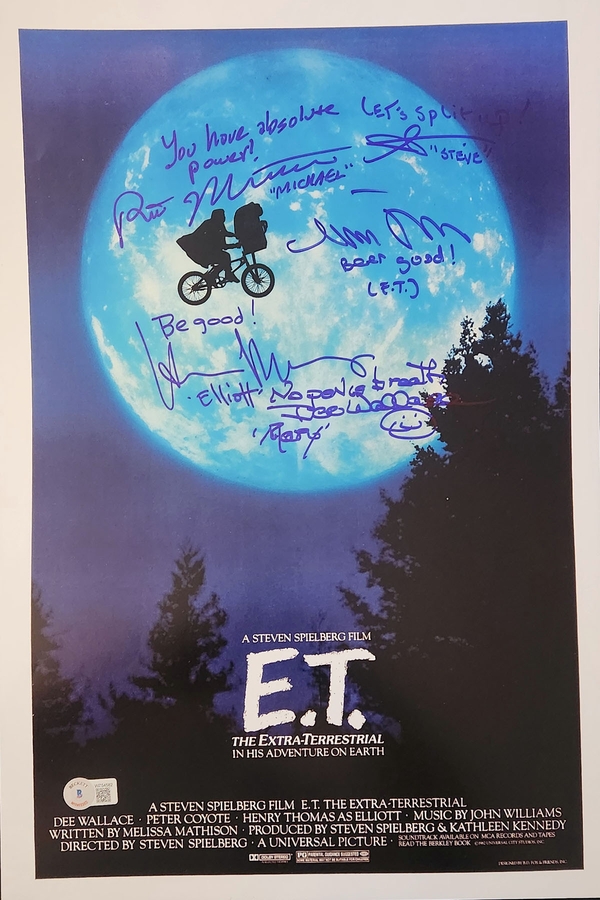ET Cast Autographed 12x18 Mini Movie Poster