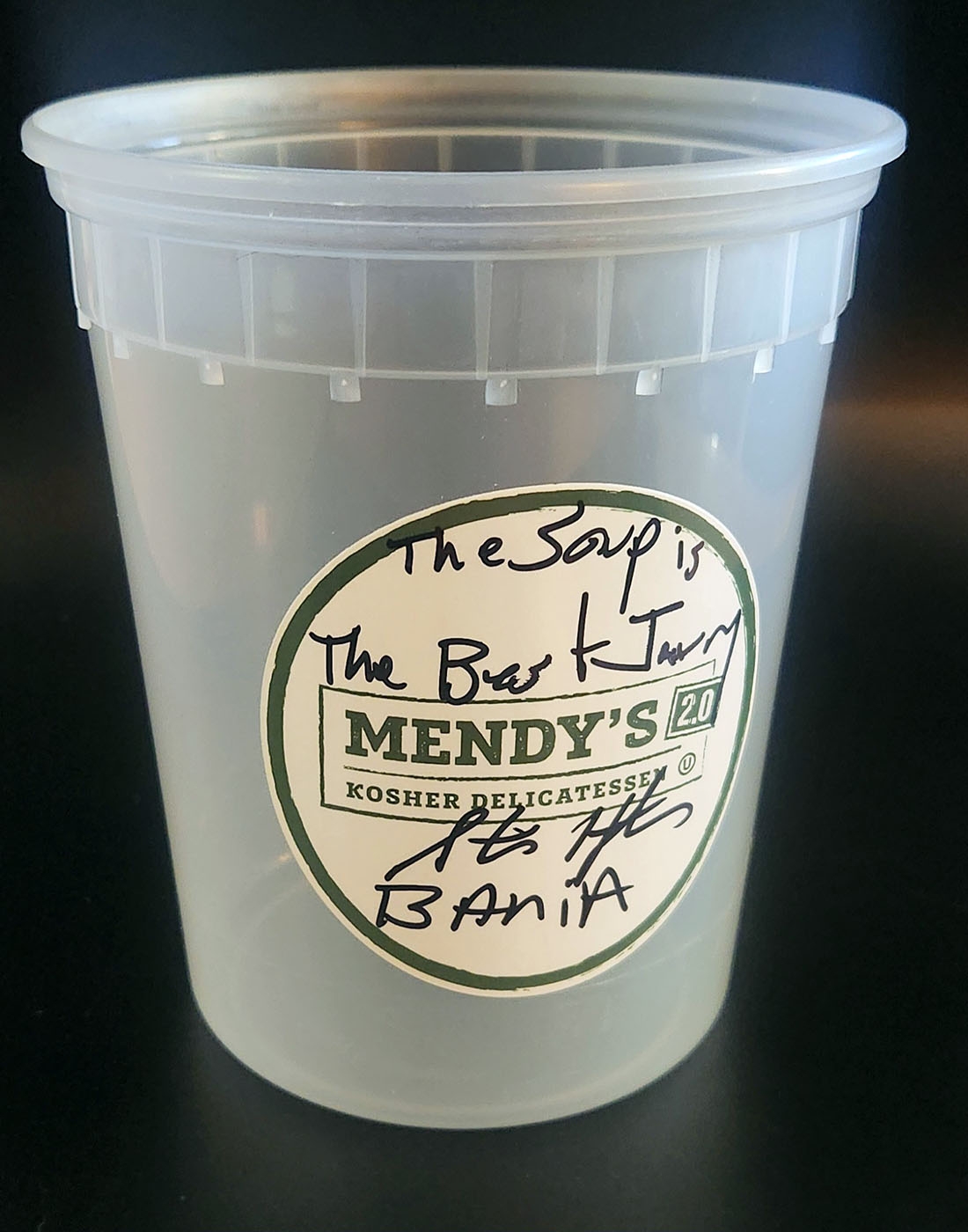 Steve Hytner Autographed Seinfeld Prop Mendy's Soup Container