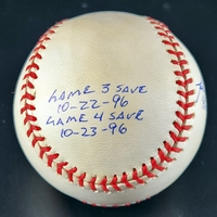 John Wetteland Autographed 1996 World Series Logo Stat Baseball