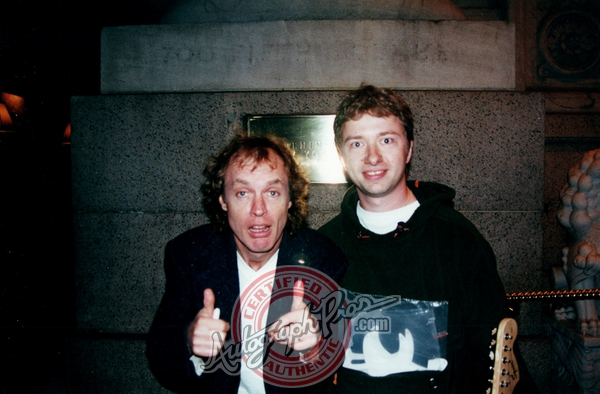 Angus Young Photo with RACC Autograph Collector Autograph Pros