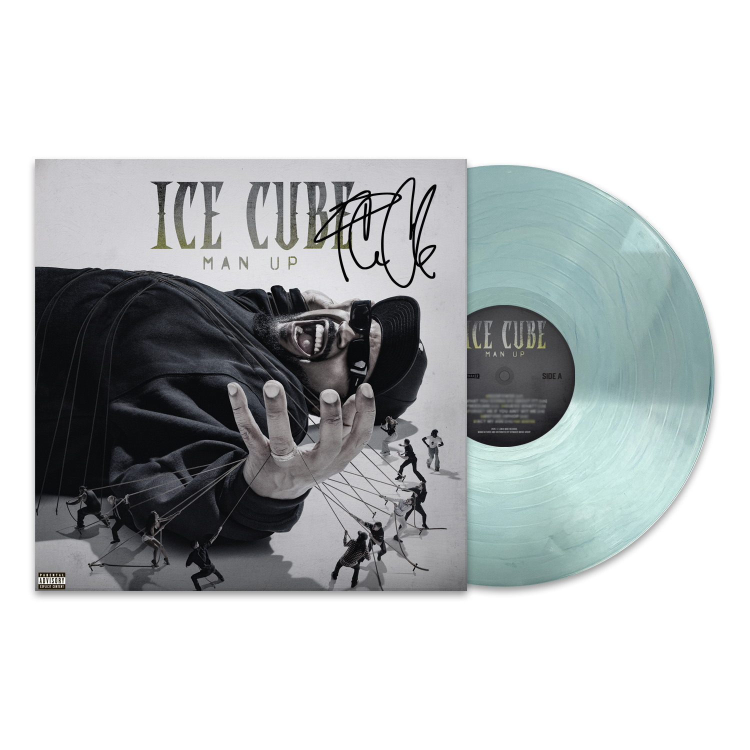 Ice Cube Man Up Autographed Vinyl - Clear Aqua