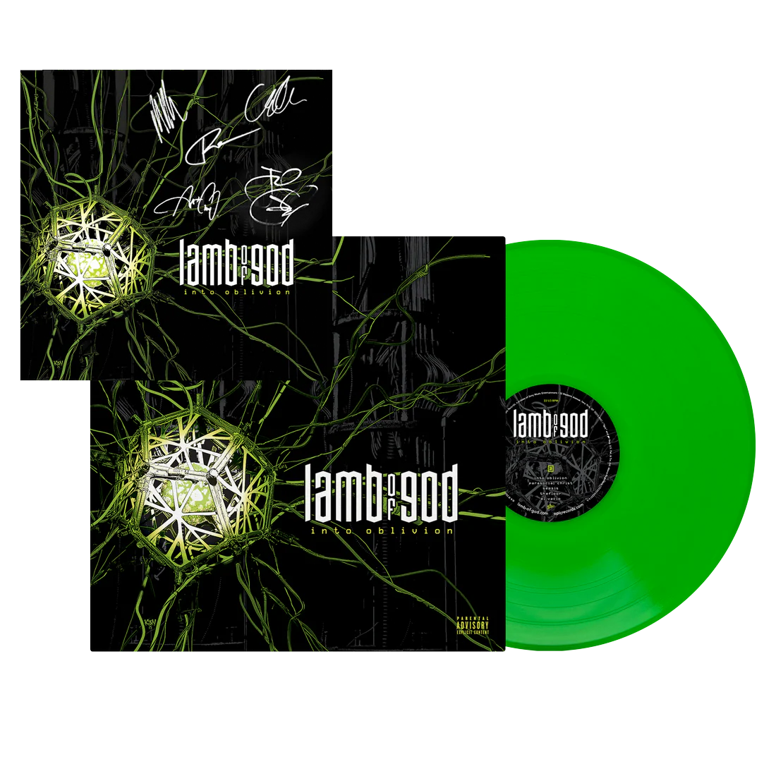 Lamb of God Store Into Oblivion Deluxe Neon Green SIGNED LP (Webstore Exclusive)