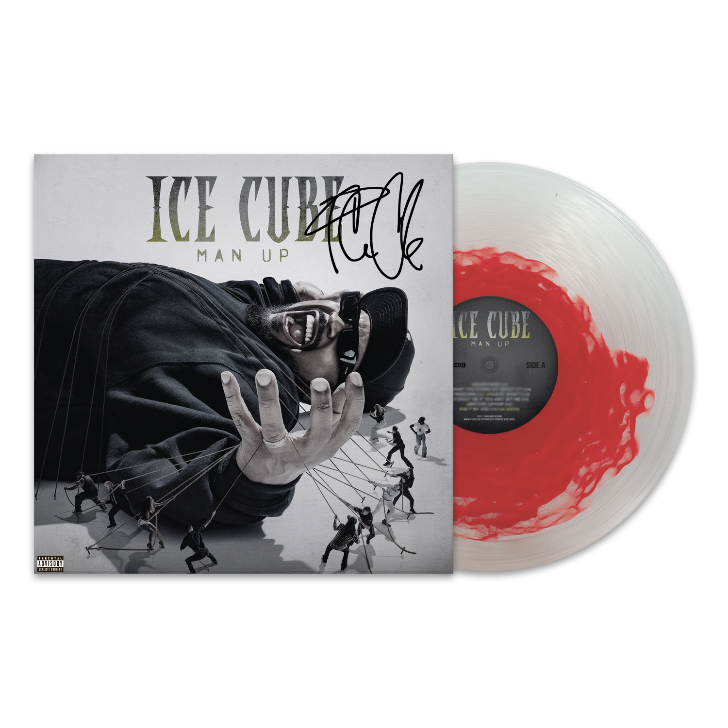 Ice Cube Man Up Autographed Vinyl - Clear with Red